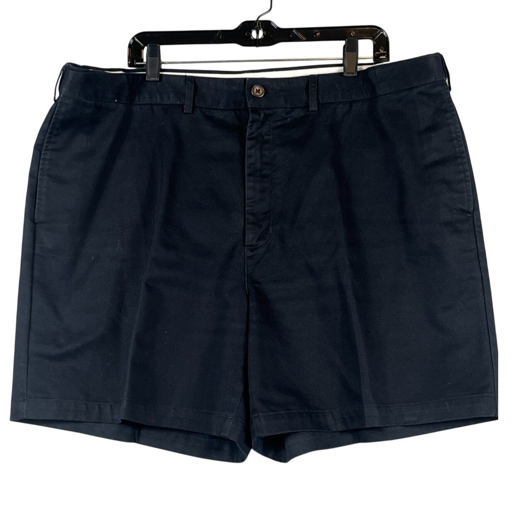 Lands End Mens 42 Traditional Fit Chino Shorts Flat Front Classic Black Cotton